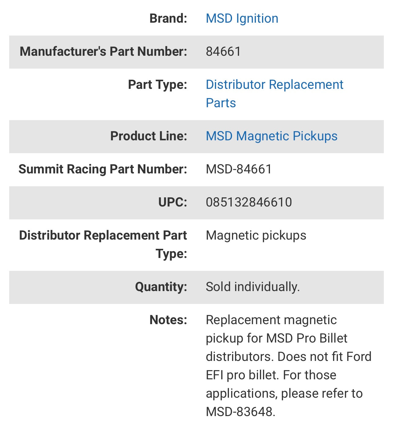 MSD Magnetic Pickups 84661