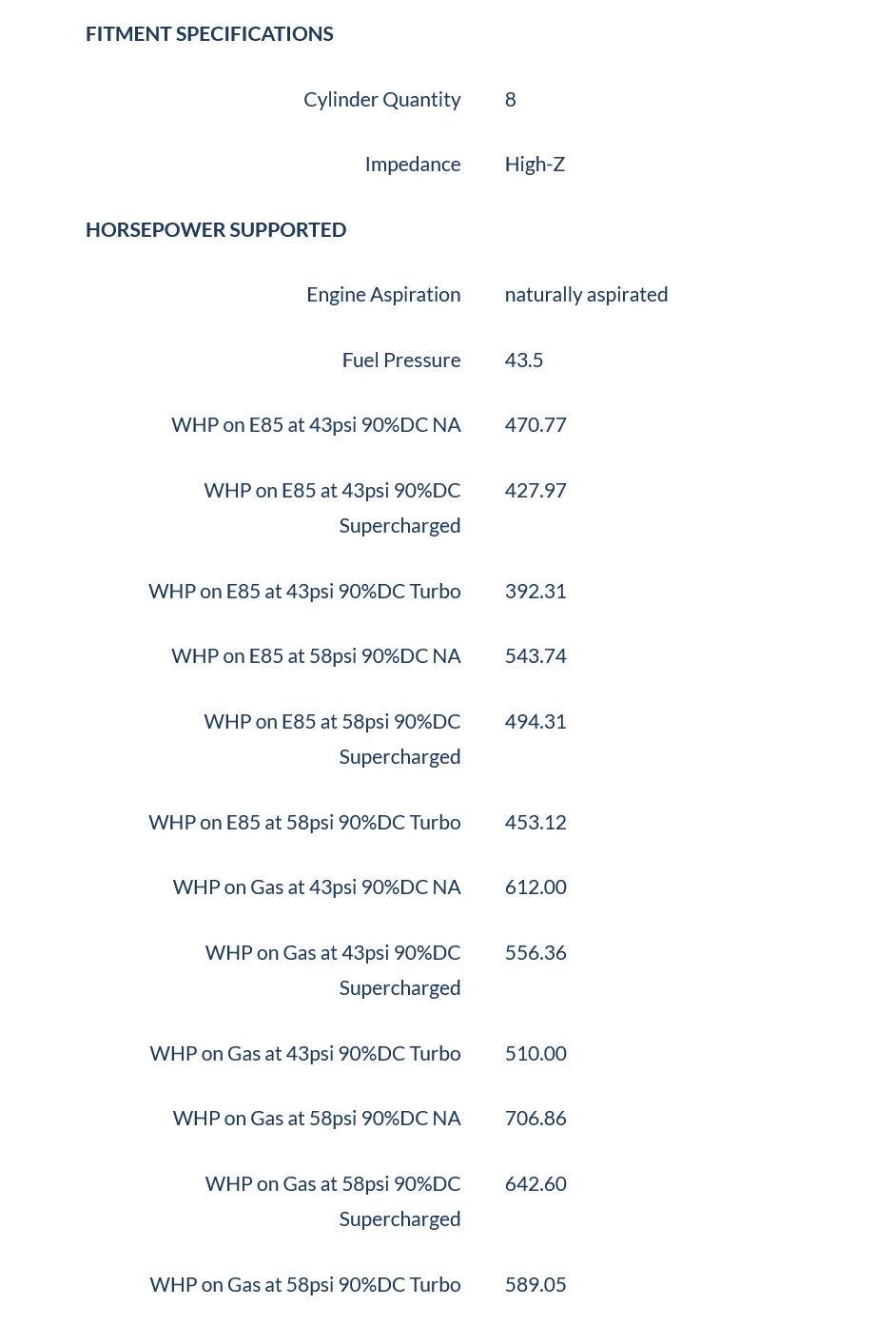 525cc (50 lbs/hr at 43.5 PSI fuel pressure) FIC Fuel Injector Clinic Injector Set for Mustang GT (2005+)/GT350 (2015-2016)/ Boss 302 (2012-2013)/Cobra (1999-2004) (High-Z)