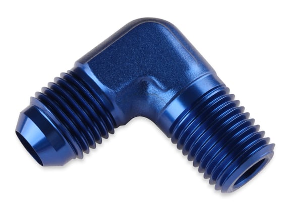 MR. GASKET 482268 - 90 DEGREE -6 AN TO 1/2 INCH NPT ADAPTER - BLUE