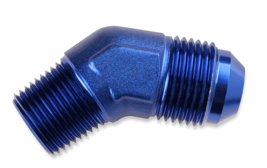 Mr. Gasket 45 Degree -10 AN To 3/8 Inch NPT Adapter - Part # 482311 Blue