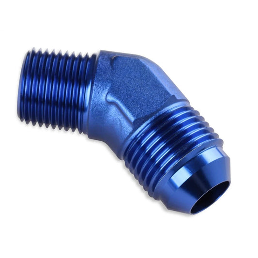 Mr. Gasket 482344 - -4AN Male to 1/4 NPT Male Blue 45 Degree NPT Adapter