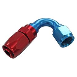 MR. GASKET -8 AN 120 DEGREE SWIVEL HOSE END - RED & BLUE #231208